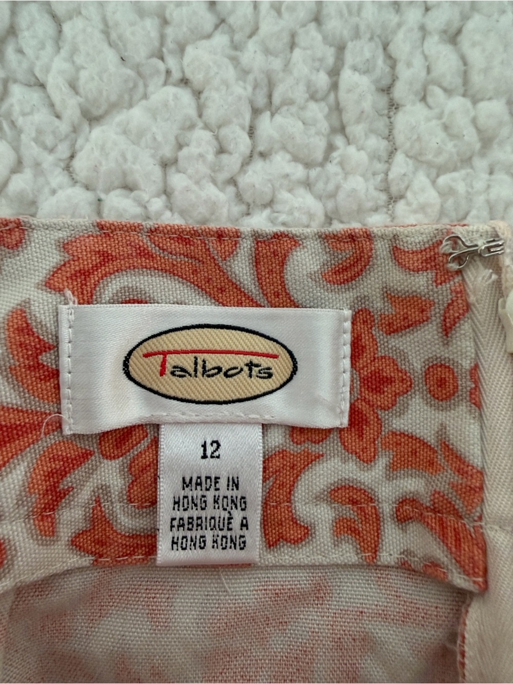 Talbots Cream Pencil Skirt with Orange Floral Damask Print - Picture 4 of 5